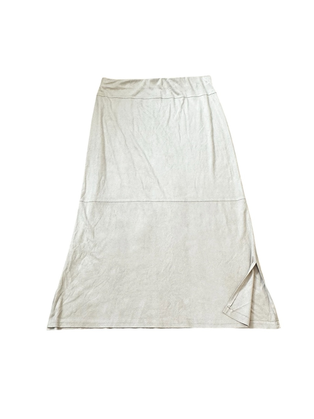 Max Studio Faux Suede Tan Midi Skirt Elastic Waist Minimalist Western